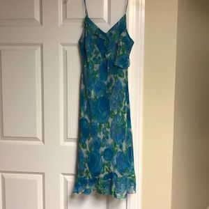 Mica blue floral silk dress